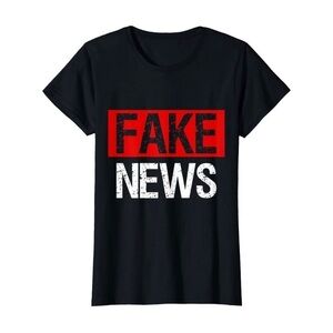 NEW Fake News T-Shirt Shirt Womens Medium Black